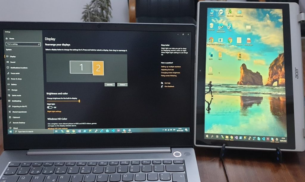 Pantalla en funcionamiento